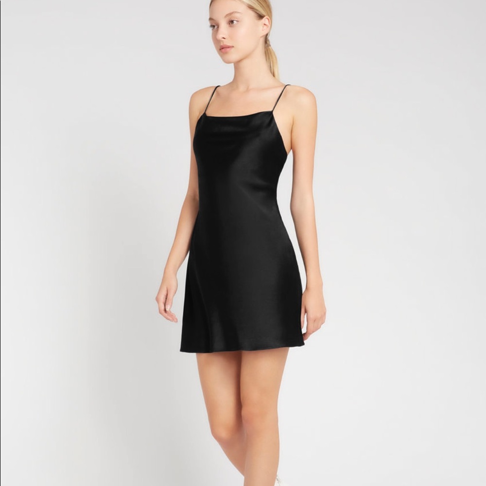 NWT Alice + Olivia Black Harmony Mini Slip Dress